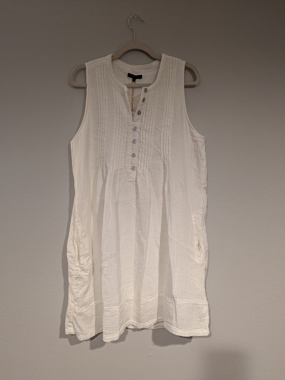 NWT Quince 100% Organic Cotton Gauze Sleeveless Swimg Dress White